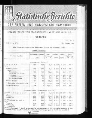 Die Binnenschiffahrt des Hamburger Hafens im September 1963 : Lfd. Nr. 2
