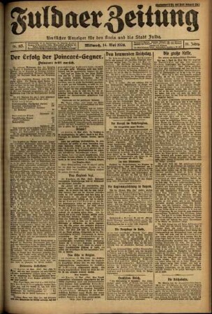Erste Ausgabe vom Mittwoch, den 14. Mai 1924.