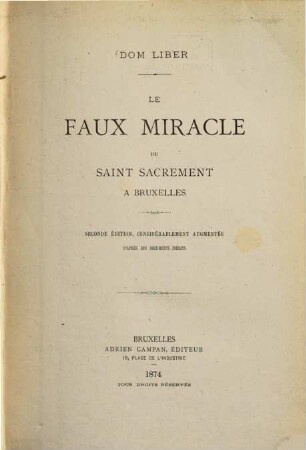 Le faux miracle du Saint Sacrement à Bruxelles