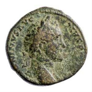 Münze, Sesterz, 155 - 156 n. Chr.