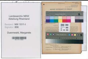 Entnazifizierung Margarete Duennwald , geb. 04.03.1901 ()