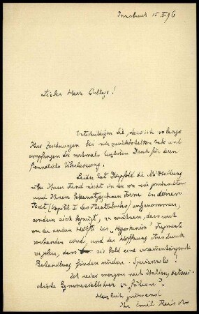 E. Reisch an A. Brückner