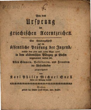 Von dem Ursprung der griechischen Accentzeichen