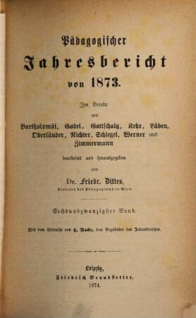 Pädagogischer Jahresbericht : von .... 26. 1873 (1874)