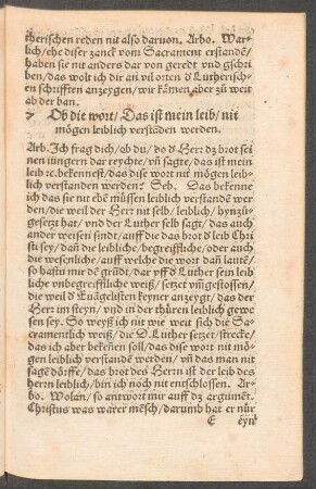 7 Ob die wort/ Das ist mein leib/ nit mögen leiblich verstanden werden.