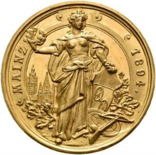 Schützenmedaille auf das XI. Deutsche Bundesschießen in Mainz 1894 - Medaille