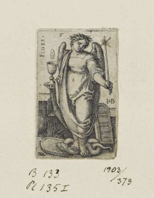 Fides, Blatt 5 der Folge "Allegorien der Erkenntnis und der sieben Kardinaltugenden"