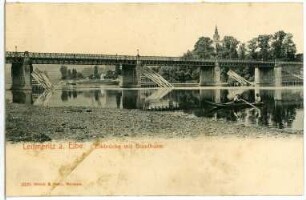 Leitmeritz. Elbebrücke (1858-1859) mit Domturm
