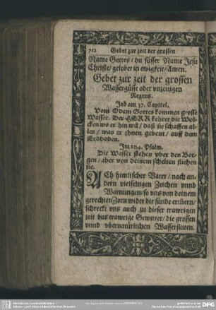 Gebet zur zeit der grossen Wassergüsse oder unzeitigen Regens