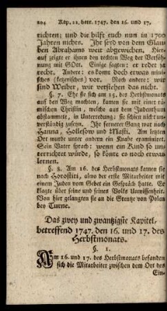 Das zwey und zwantzigste Kapitel, betreffend 1747. den 16. und 17. des Herbstmonats