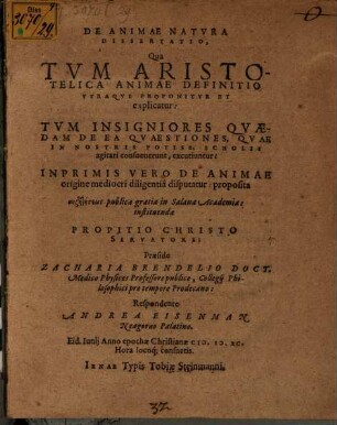De animae natura dissertatio