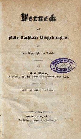 Berneck und seine nächsten Umgebungen