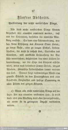 Fünfter Abschnitt. Verbindung der nicht natürlichen Dinge