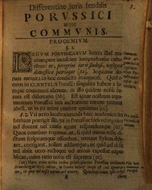 Dissertatione Inavgvrali, Differentias iuris Feudalis Commvnis atque Porvssici