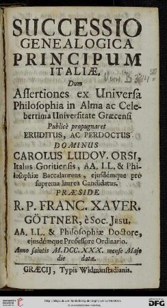 Successio Genealogica Principum Italiae