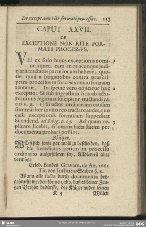 Caput XXVII. De Exceptione Non Rite Formati Processus
