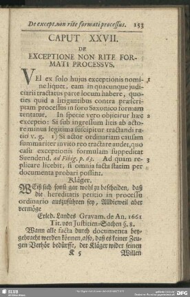 Caput XXVII. De Exceptione Non Rite Formati Processus