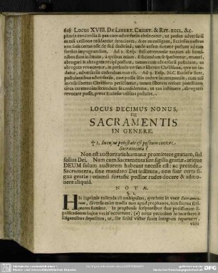 Locus Decimus Nonus De Sacramentis In Genere