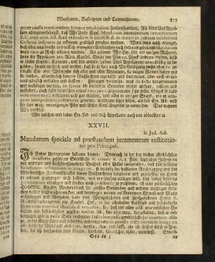 877-888, XXVII. Mandatum speciale ad praestandum juramentum [...] - XLII. Reciptum de relaxando arresto.