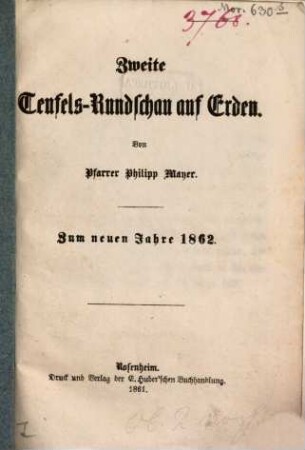 Des Teufels Rundschau auf Erden, 2. Zum neuen Jahre 1862