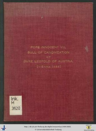 Bulla canonizationis Sancti Leopoldi Marchionis