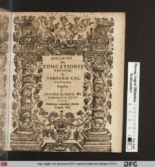 Discursus De Educationis Ratione; Et Temporis Collatione