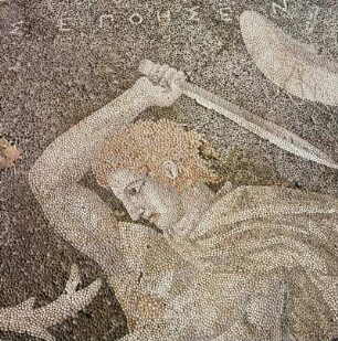 Pella, Mosaik, Hirschjagd, Detail