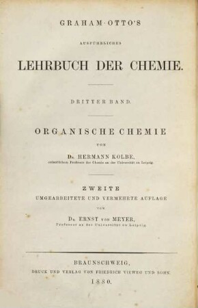 Ausführliches Lehr- und Handbuch der organischen Chemie. 1