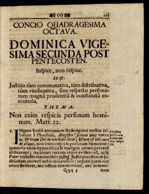 Concio Quadragesima Octava. Dominica Vigesima Secunda Post Pentecosten.
