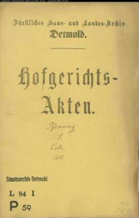Pfennig, Bartold gegen Johann Cathe - Schuldforderung