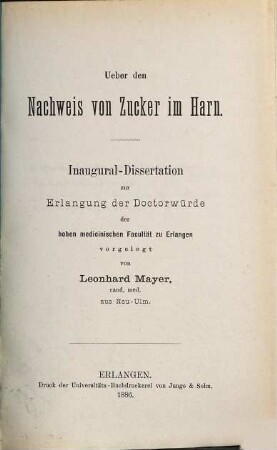 Ueber den Nachweis von Zucker im Harn