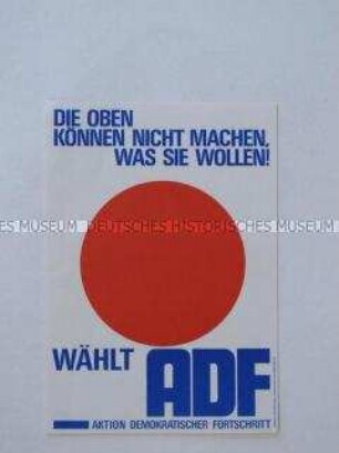 Illustriertes Flugblatt der Aktion Demokratischer Fortschritt zur Bundestagswahl 1969