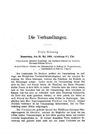 Erste Sitzung : [Protokolle der Verhandlungen]