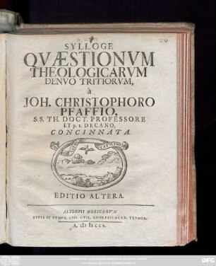Sylloge Qvæstionvm Theologicarvm Denvo Tritiorvm