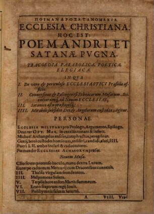 Ecclesia christiana h. e. Poemandri episcopi et Satanicae Veneris pugna ...