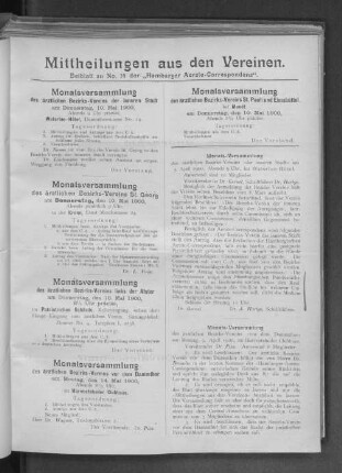 Mittheilungen aus den Vereinen.