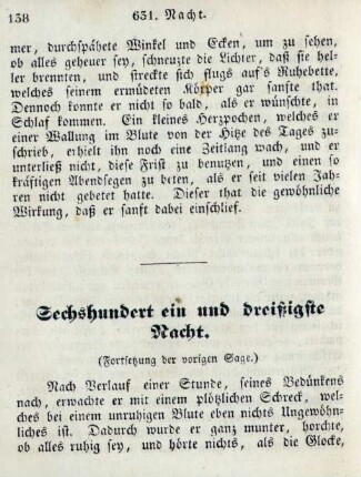 Sechshundert ein und dreißigste Nacht