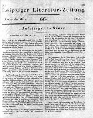1815-03-18 : 66. Stück [Intelligenz-Blatt]