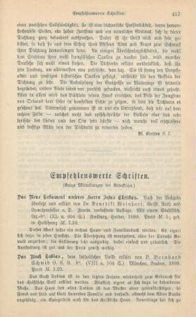 457-465 Empfehlenswerthe Schriften