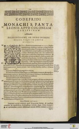 Godefridi Monachi S. Pantaleonis apud coloniam agrippinam