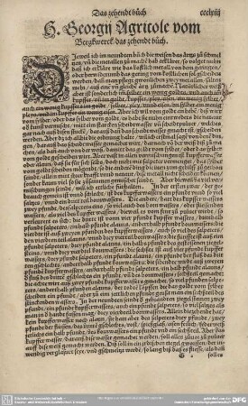 H. Georgii Agricole vom Bergkwerck/ das zehendt buch.