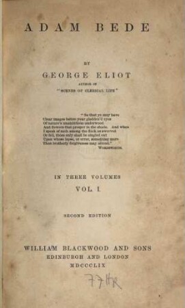Adam Bede : in three volumes, 1