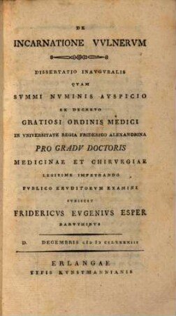 De incarnatione vvlnerum : Dissertatio inauguralis