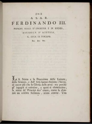 A S.A.R. Ferdinando III.