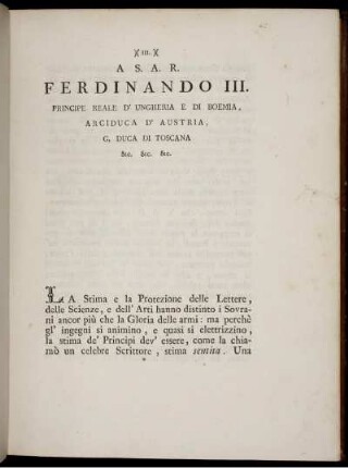 A S.A.R. Ferdinando III.