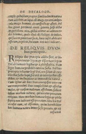 De Reliquis Duobus praeceptis.