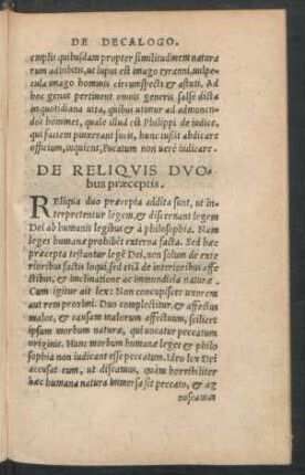 De Reliquis Duobus praeceptis.