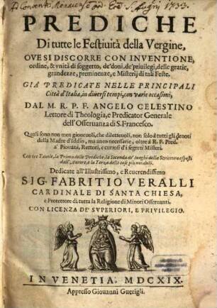Prediche di tutte le festività della Vergine