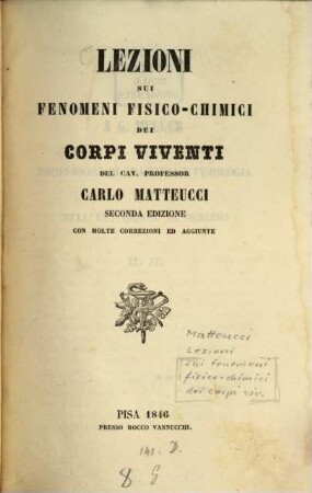 Lezioni sui fenomeni fisico-chimici dei corpi viventi