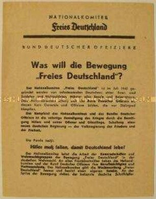Programmatisches Flugblatt des Nationalkomitees Freies Deutschland und dem Bund Deutscher Offiziere zu den Zielsetzungen des Nationalkomitees
